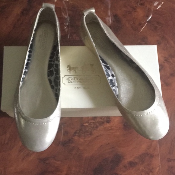 ⭐️Coach “Anora” Metallic Gold Leather Ballet Flats - Picture 6 of 8